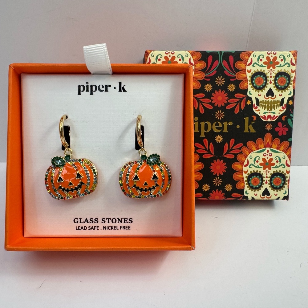 Piper K Pumpkin Earrings with Glass Stones